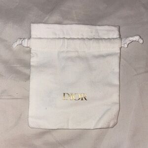 Dior White and Gold Logo Pouch